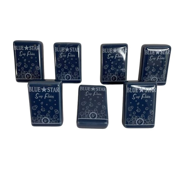 7 Blue Star Soap Flakes Ceramic Drawer Knobs Retro Chic Bubbly Unique - Picture 2 of 9